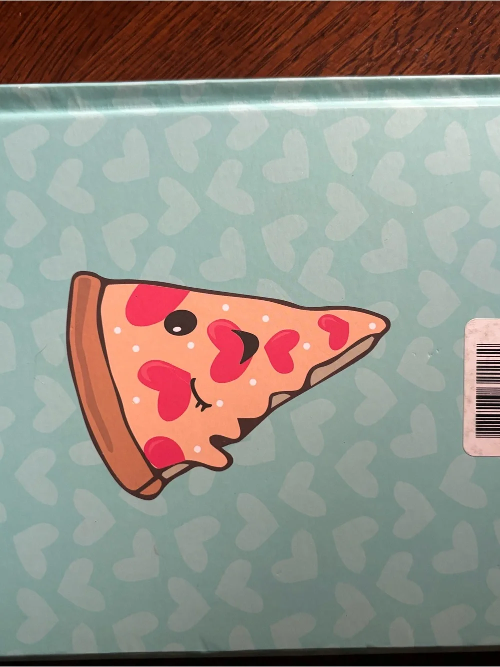Heart Pepperoni Pizza Slice notebook - Pink & Teal